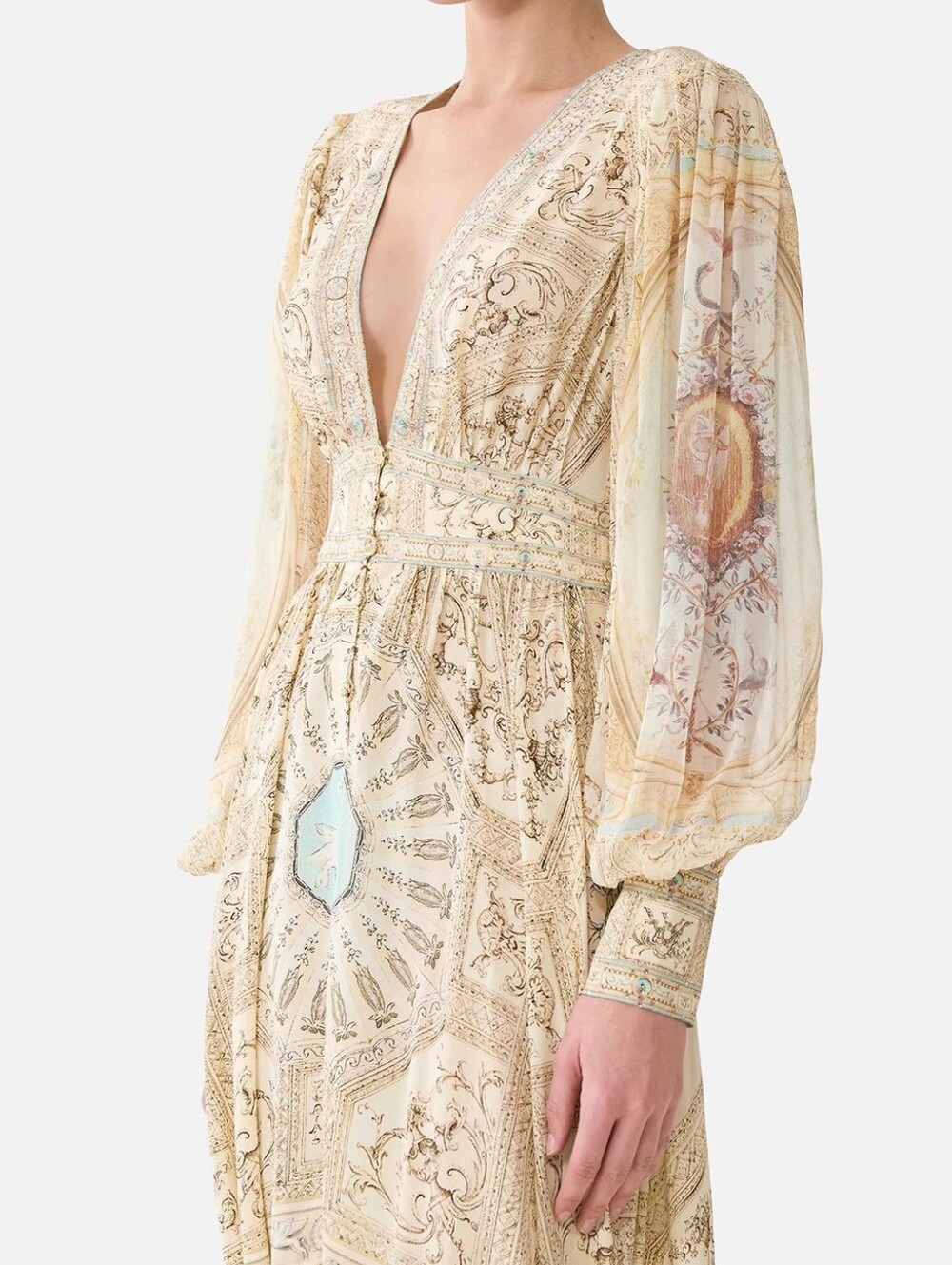 Camilla long button front dress In A beloved boudoir - Picture 3 of 13